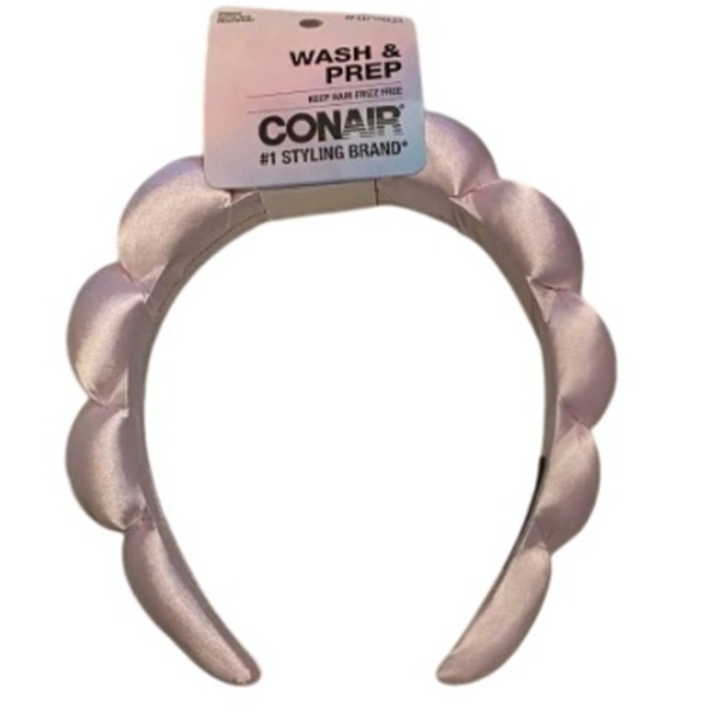 Conair Wash & Prep Padded Headband Lavender Satin Bubble Spa Headband 97503P